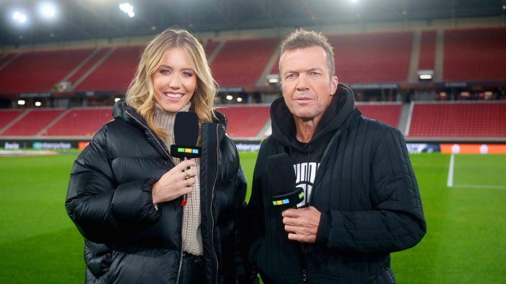 Moderatorin Laura Papendick mit RTL-Fußball-Experte Lothar Matthäus